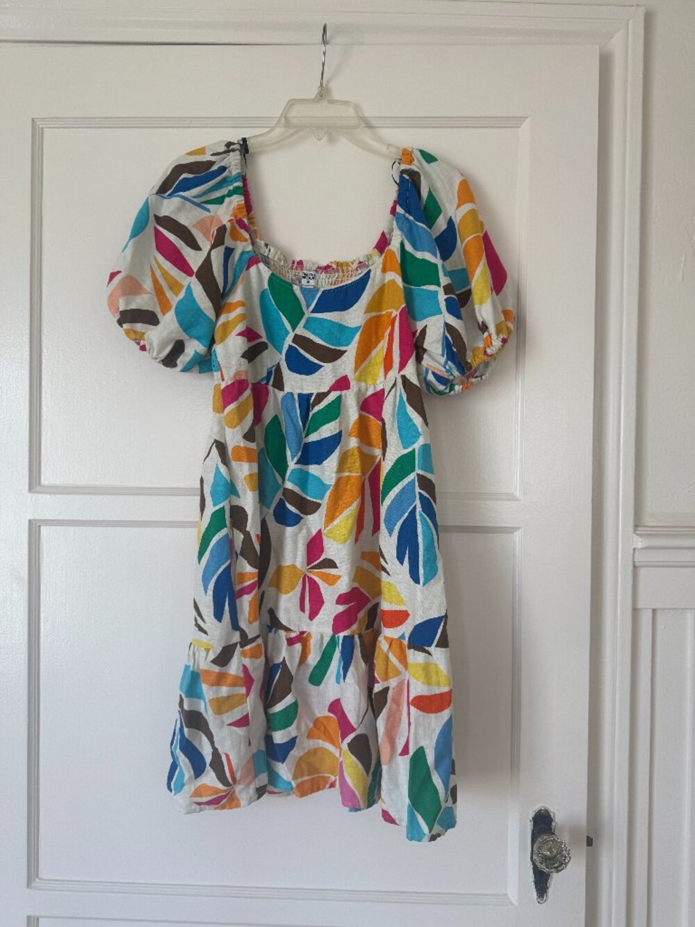 Tabitha Brown x Target Linen Blend Puff Dress - Rainbow Botanical Print - Picture 2 of 9